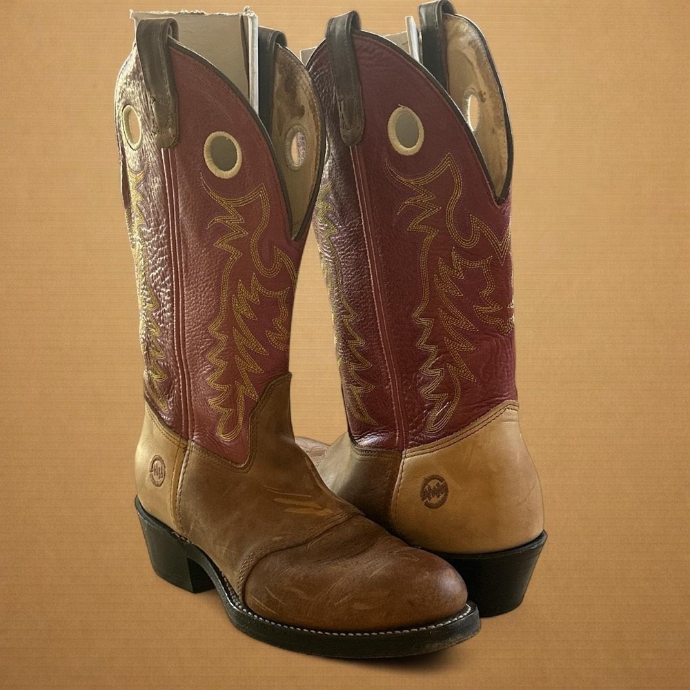 Double H DH3105 Western Boots Womens Sz 10 Brown Two Tone Round Toe Leather USA